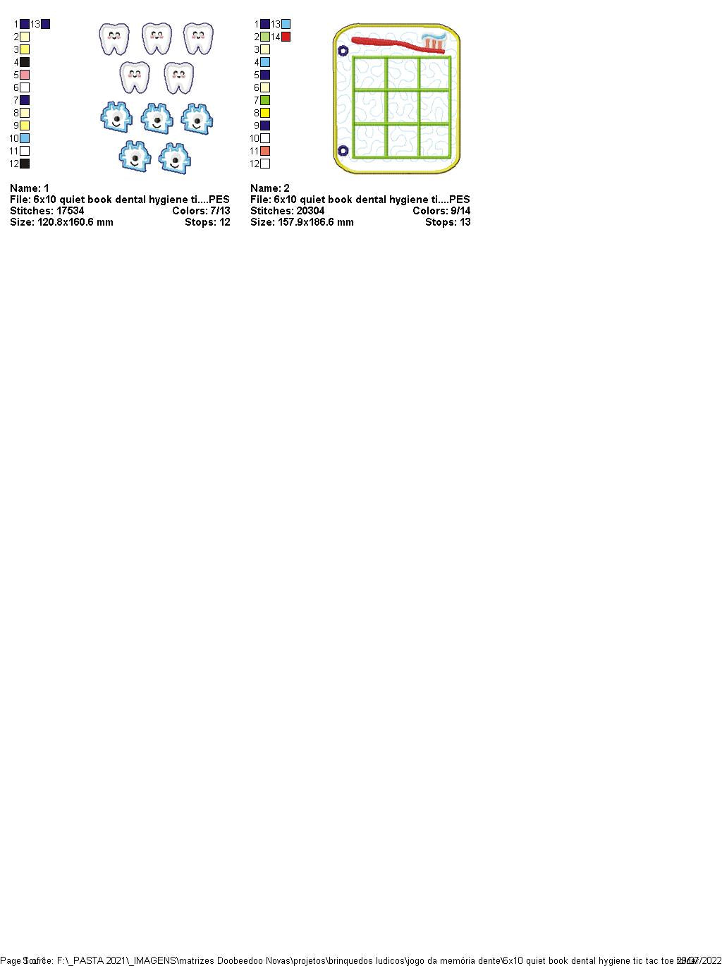 Dental Hygiene Tic Tac Toe Sensory Book - ITH Project - Machine Embroidery Design