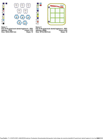 Dental Hygiene Tic Tac Toe Sensory Book - ITH Project - Machine Embroidery Design