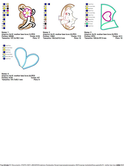 Bee Love Mothers Day Ornament - ITH Project - Machine Embroidery Design