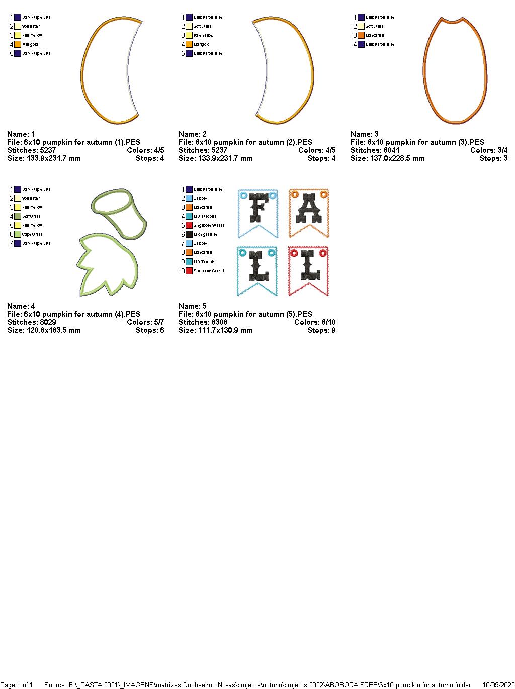 Pumpkin Autumn Door Ornament - ITH Project - Machine Embroidery Design