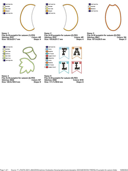 Pumpkin Autumn Door Ornament - ITH Project - Machine Embroidery Design