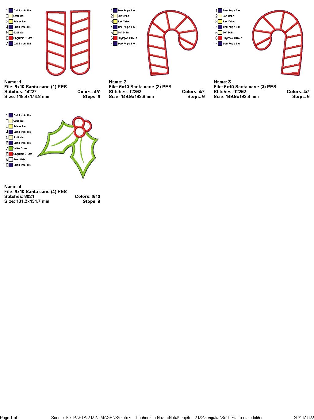 Santa Canes Christmas - ITH Project - Machine Embroidery Design