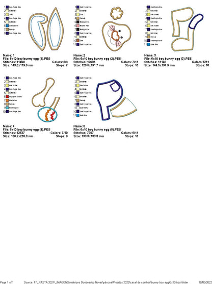 Bunny Couple and Easter Egg - ITH Project - Machine Embroidery Design