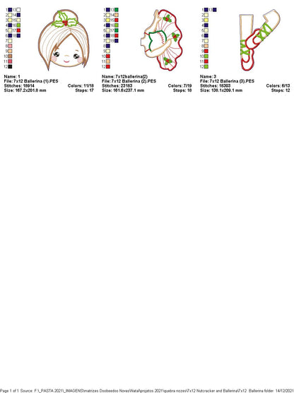 Nutcracker Ballerina Vase Ornament - ITH Project - Machine Embroidery Design