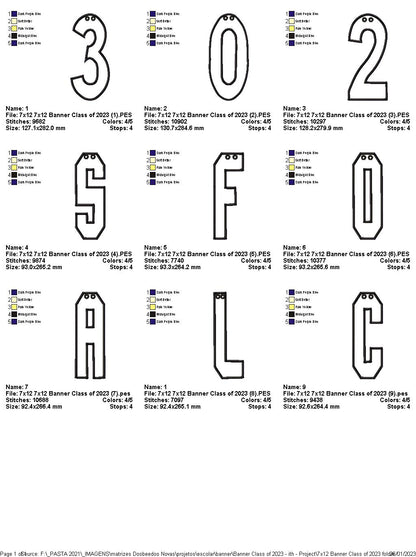 Banner Class of 2023 - ITH Project - Machine Embroidery Design