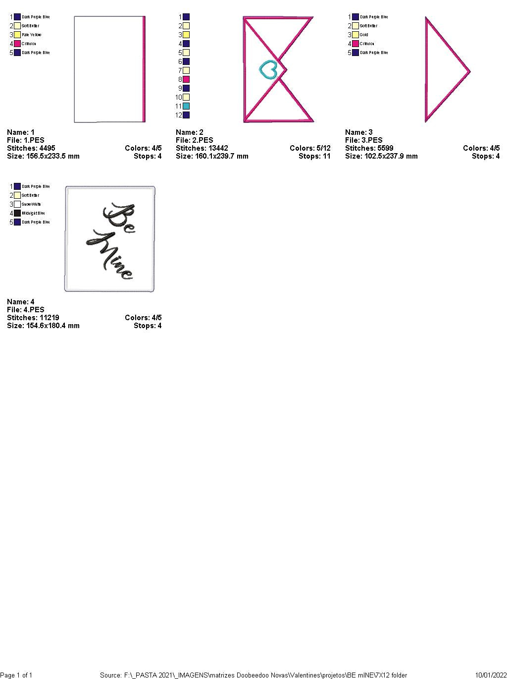 Envelope Be Mine Ornament - ITH Project - Machine Embroidery Design