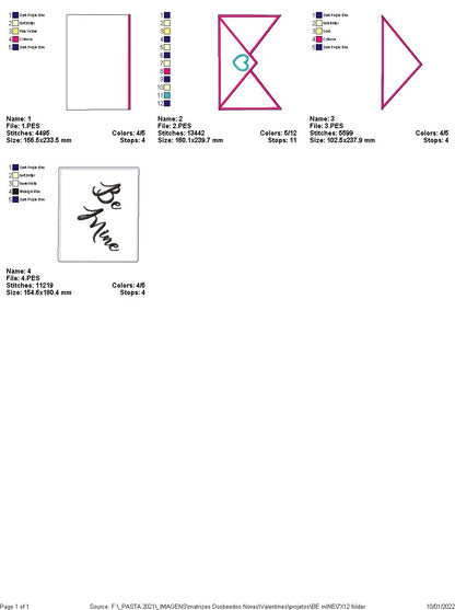 Envelope Be Mine Ornament - ITH Project - Machine Embroidery Design