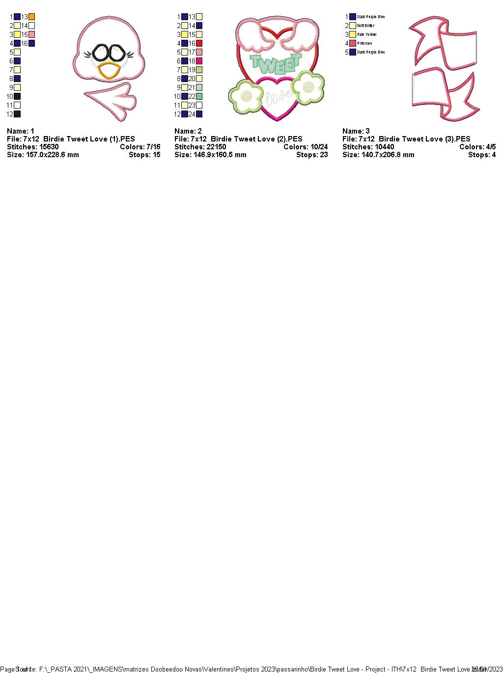 Birdie Tweet Love - ITH Project - Machine Embroidery Design