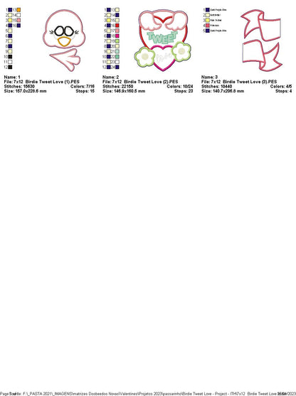 Birdie Tweet Love - ITH Project - Machine Embroidery Design