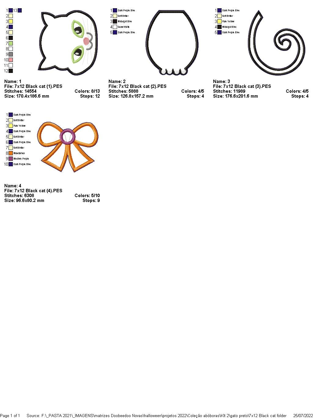 Black Cat for Halloween - ITH Project - Machine Embroidery Design