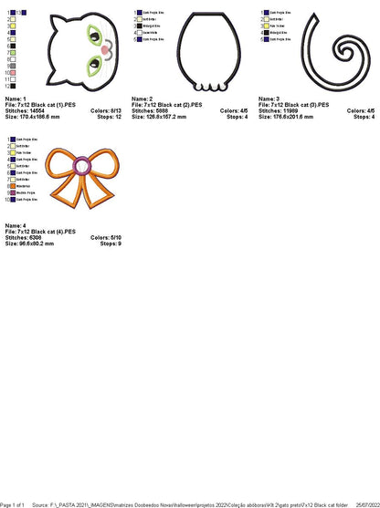 Black Cat for Halloween - ITH Project - Machine Embroidery Design