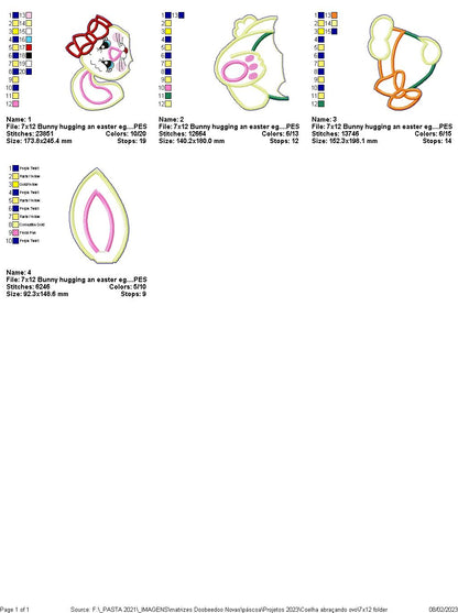 Bunny Hugging an Easter Egg - ITH Project - Machine Embroidery Design