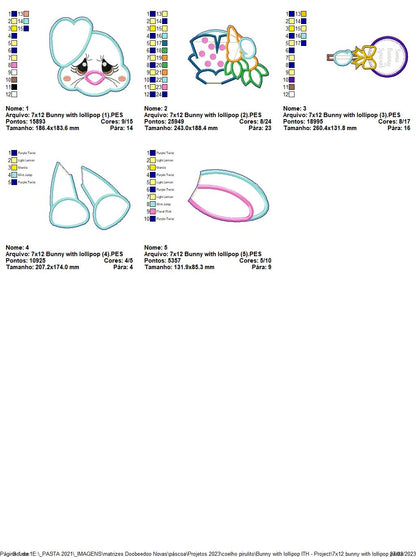 Bunny with Lollipop - ITH Project - Machine Embroidery Design