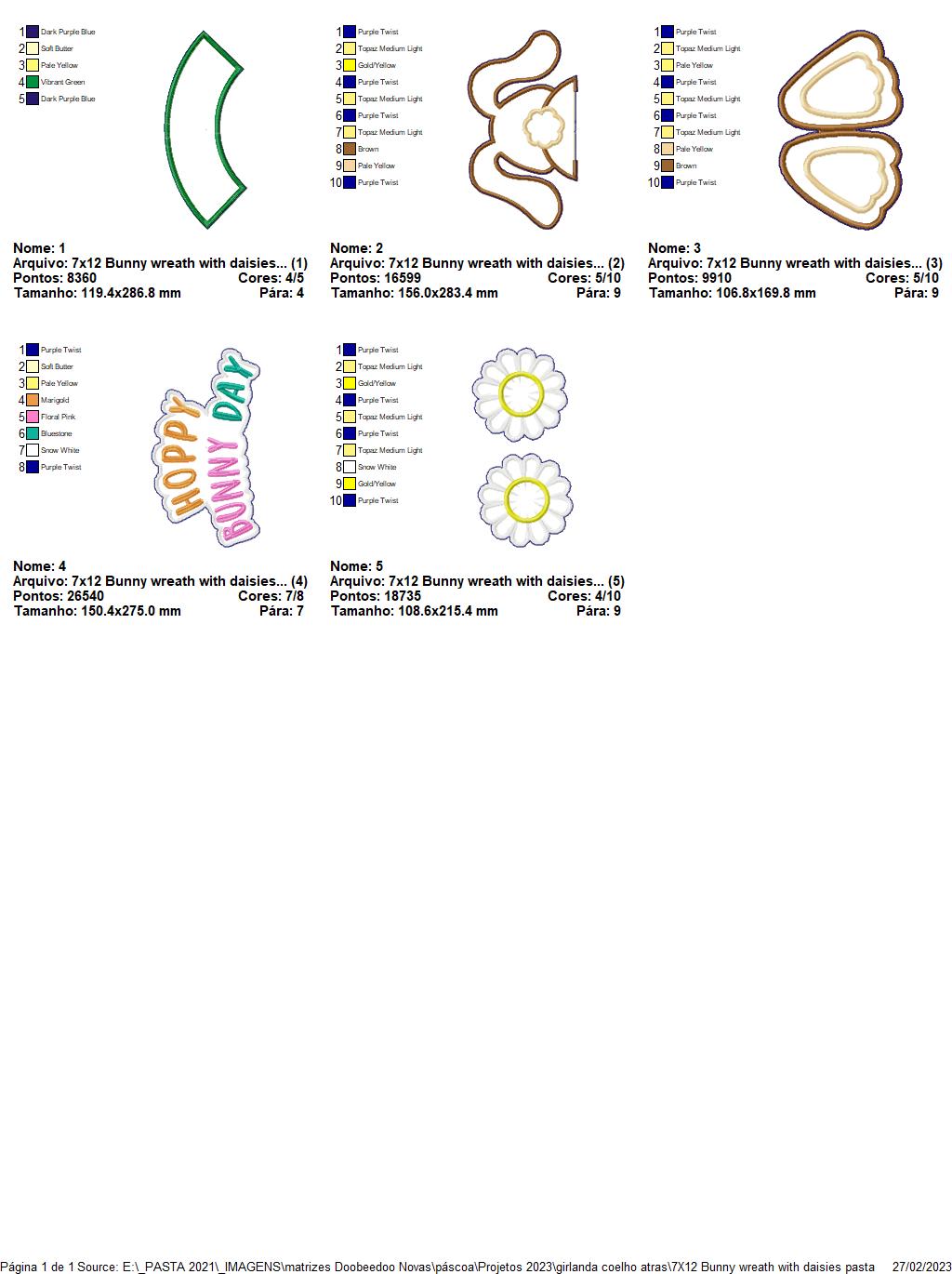 Bunny Wreath With Daisies - ITH Project - Machine Embroidery Design