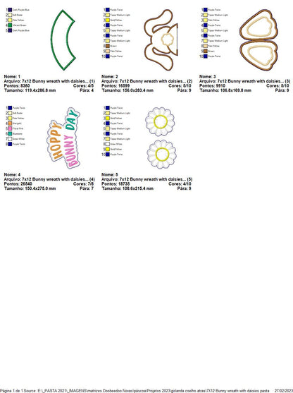 Bunny Wreath With Daisies - ITH Project - Machine Embroidery Design