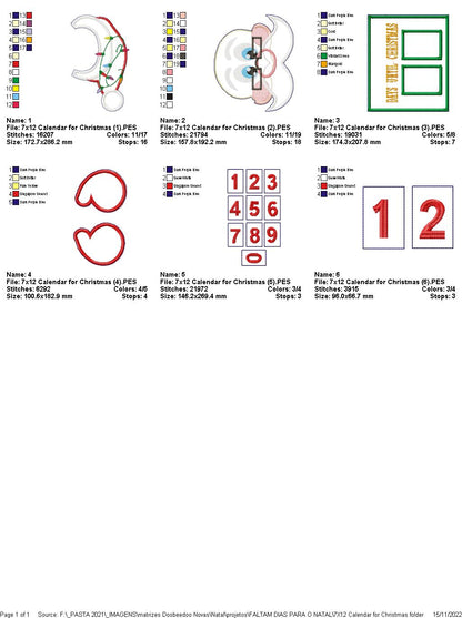 Santa Claus Days Until Christmas - ITH Project - Machine Embroidery Design