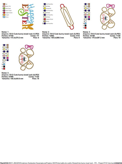 Cute Bunny Dishcloth Holder - ITH Project - Machine Embroidery Design