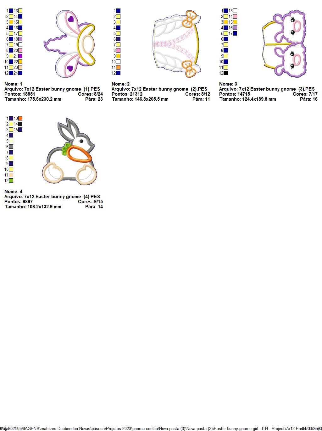 Rabbit Gnome Girl with Slippers and Carrot - ITH Project - Machine Embroidery Design