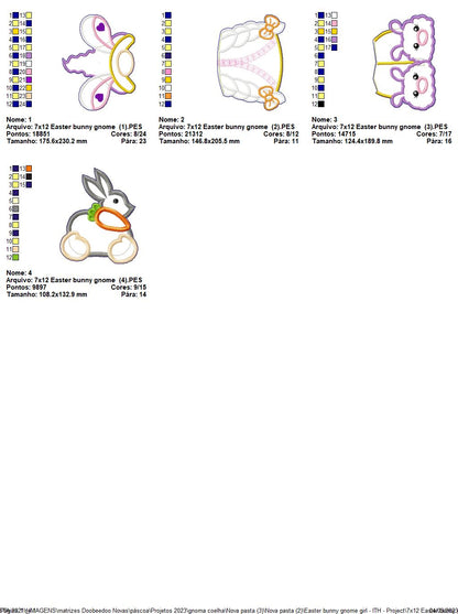 Rabbit Gnome Girl with Slippers and Carrot - ITH Project - Machine Embroidery Design