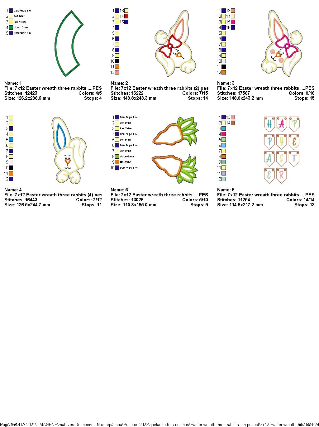 Easter Wreath Three Rabbits - ITH Project - Machine Embroidery Design