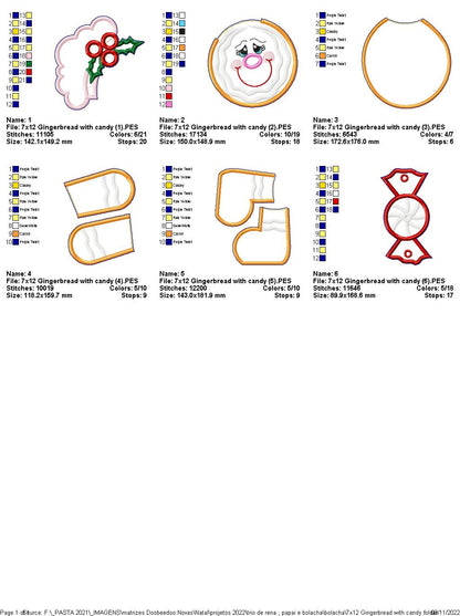 Gingerbread With Candy Vase Ornament - ITH Project - Machine Embroidery Design