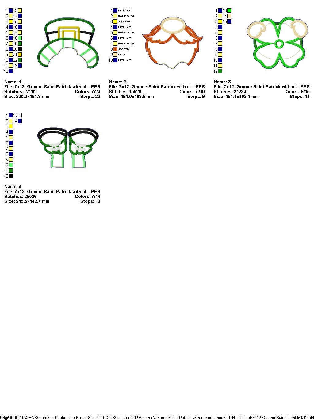 Gnome Lucky Clover - ITH Project - Machine Embroidery Design