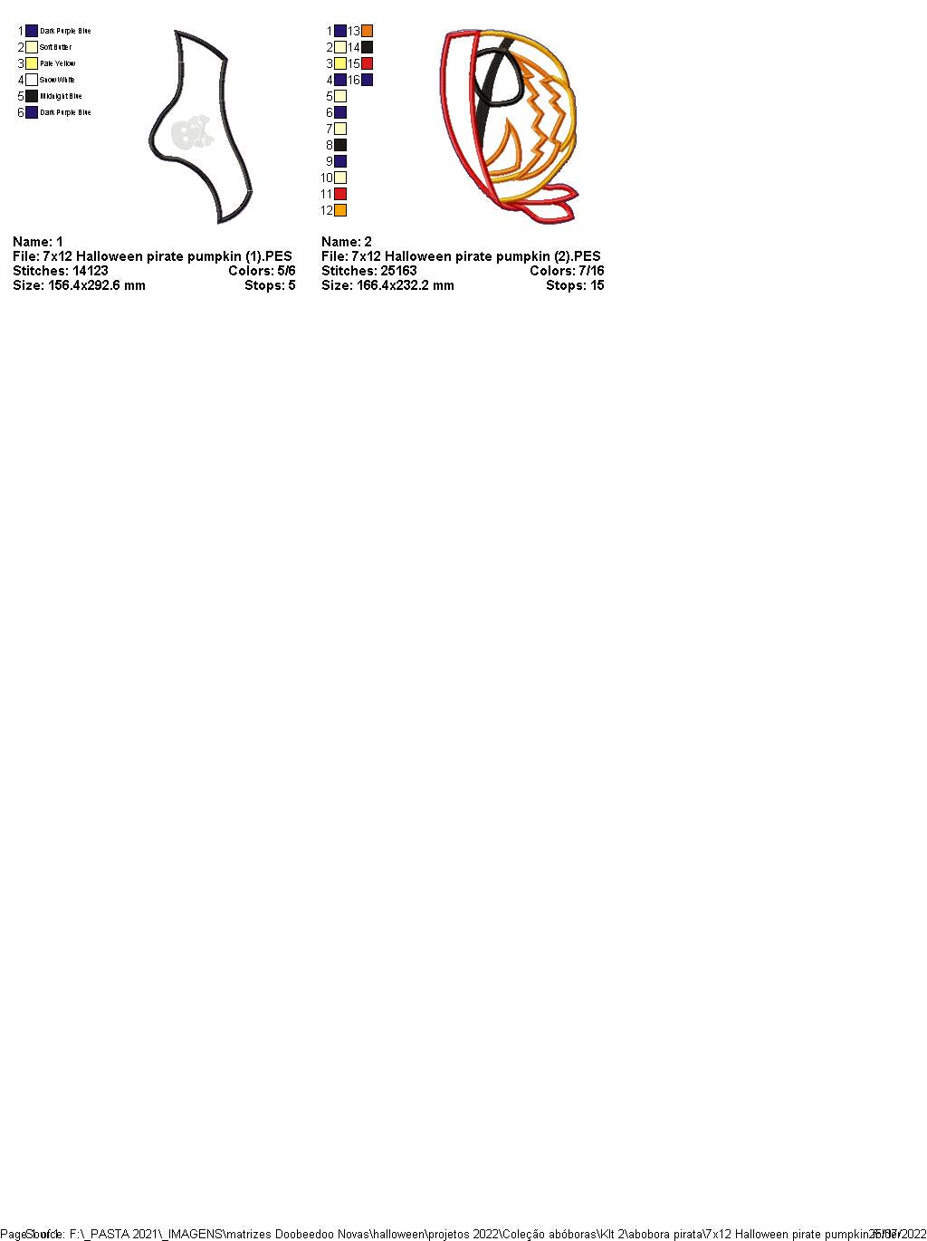 Pirate Pumpkin for Halloween - ITH Project - Machine Embroidery Design