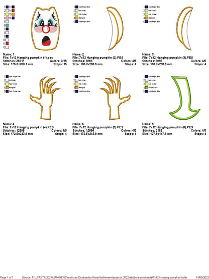 Hanging Pumpkin Halloween - ITH Project - Machine Embroidery Design