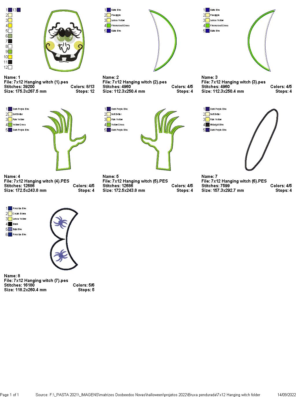 Hanging Witch Halloween - ITH Project - Machine Embroidery Design