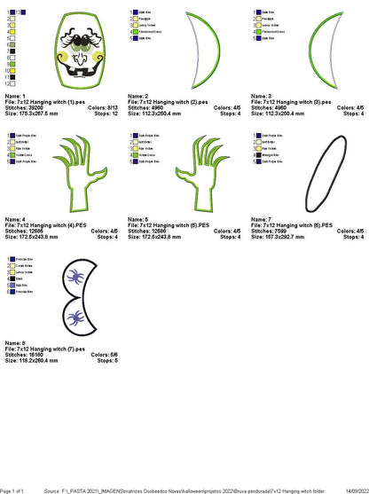 Hanging Witch Halloween - ITH Project - Machine Embroidery Design