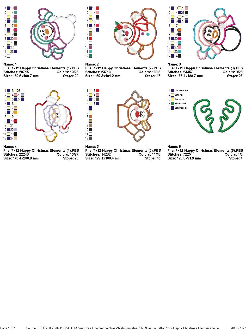 Happy Christmas Elements - ITH Project - Machine Embroidery Design