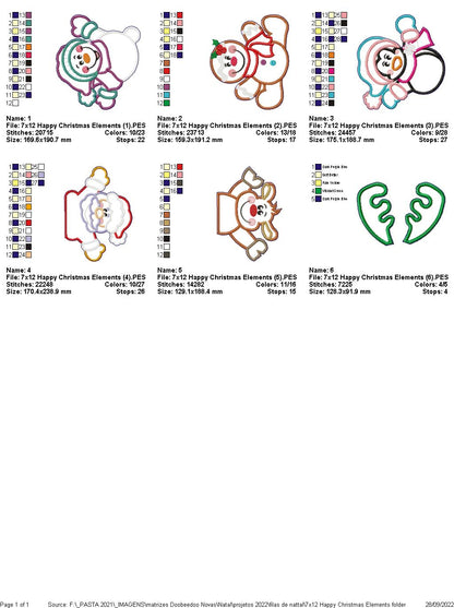 Happy Christmas Elements - ITH Project - Machine Embroidery Design