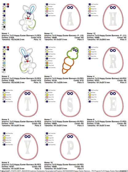 Happy Easter Banner - ITH Project - Machine Embroidery Design