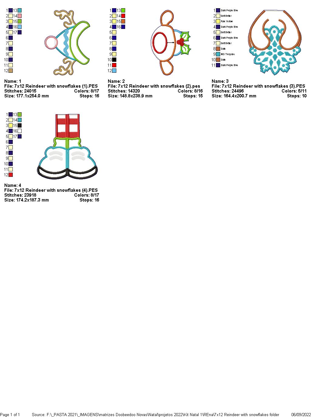 Santa Claus and Christmas Reindeer Set - ITH Project - Machine Embroidery Design