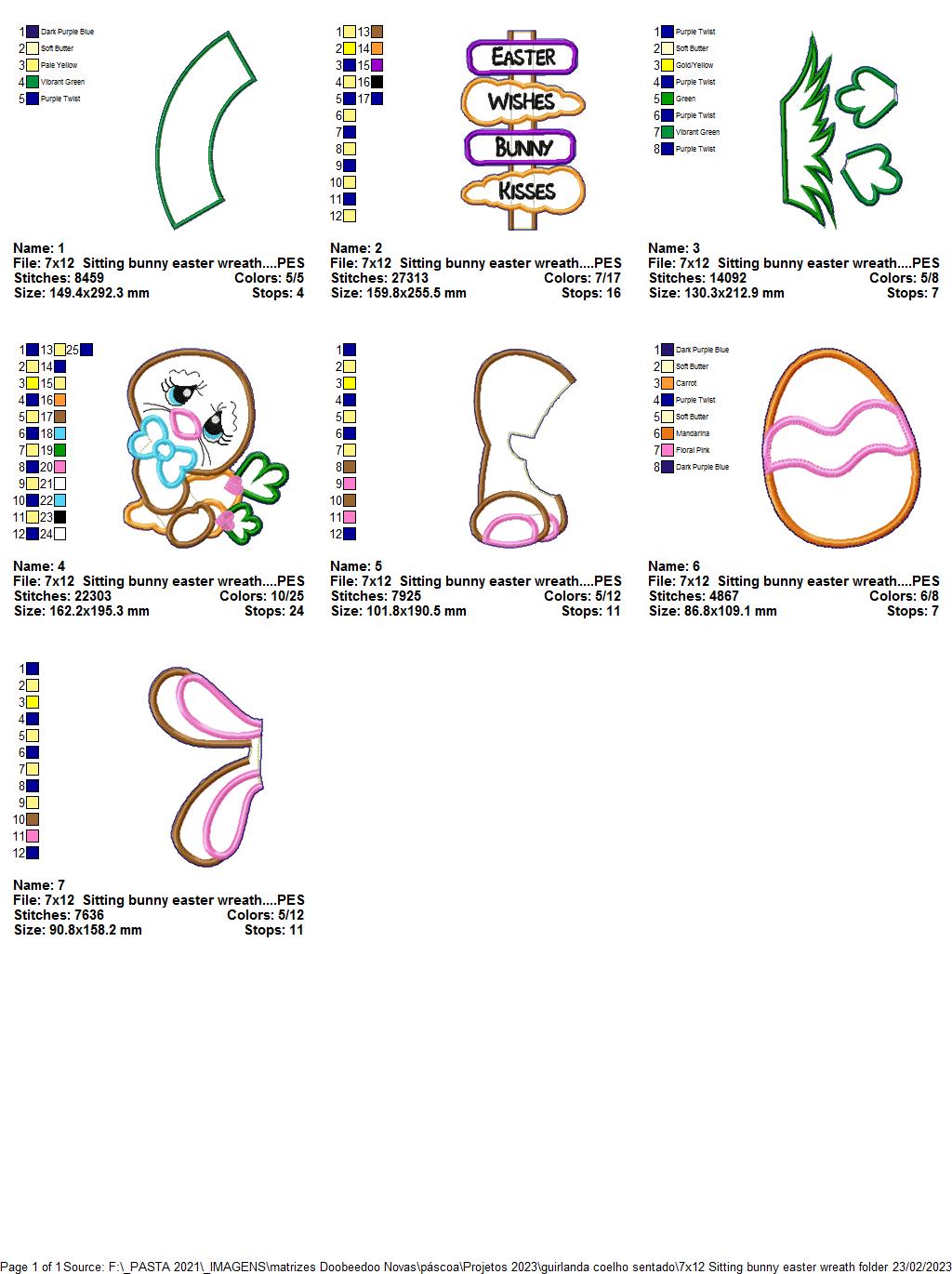 Sitting Bunny Easter Wreath - ITH Project - Machine Embroidery Design