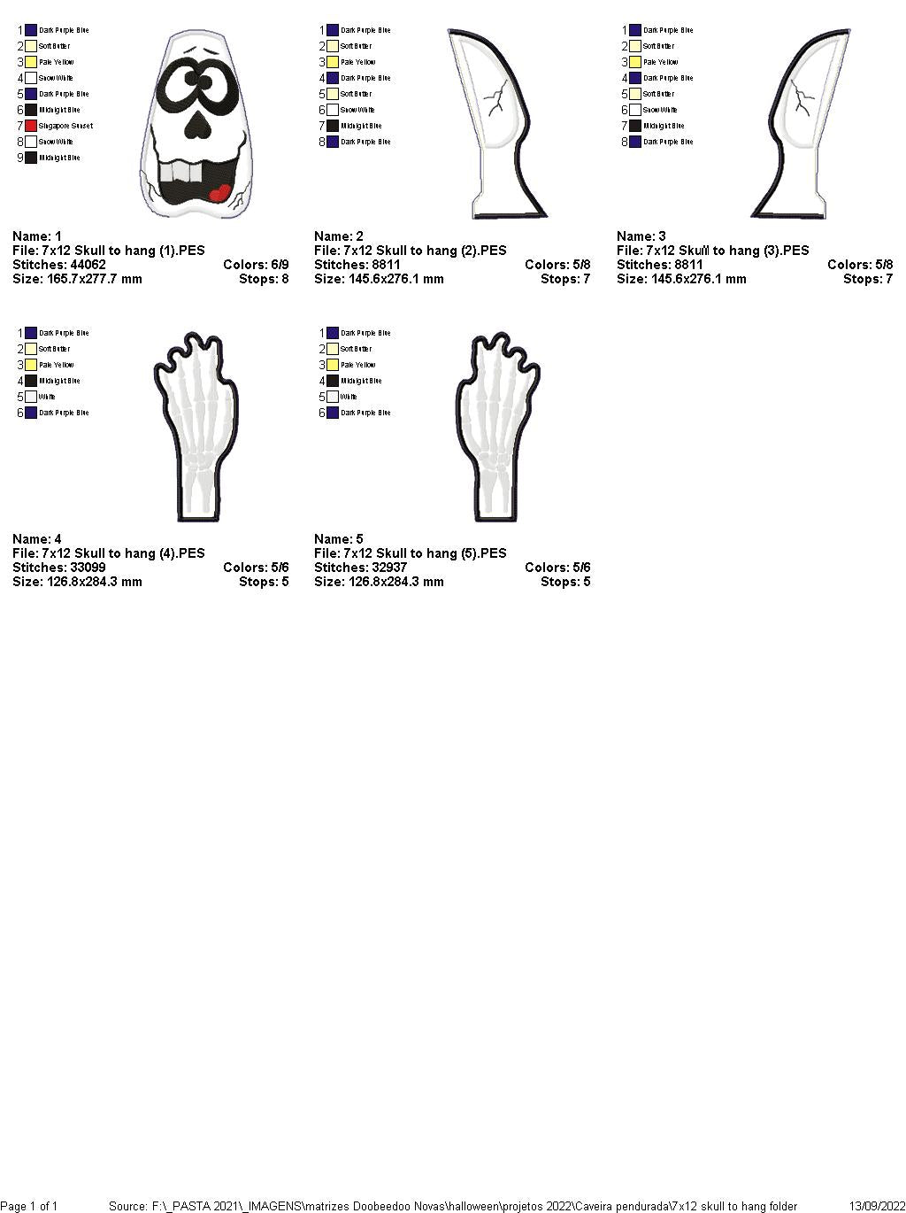 Hanging Skull Halloween - ITH Project - Machine Embroidery Design