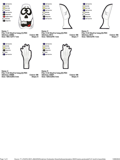 Hanging Skull Halloween - ITH Project - Machine Embroidery Design