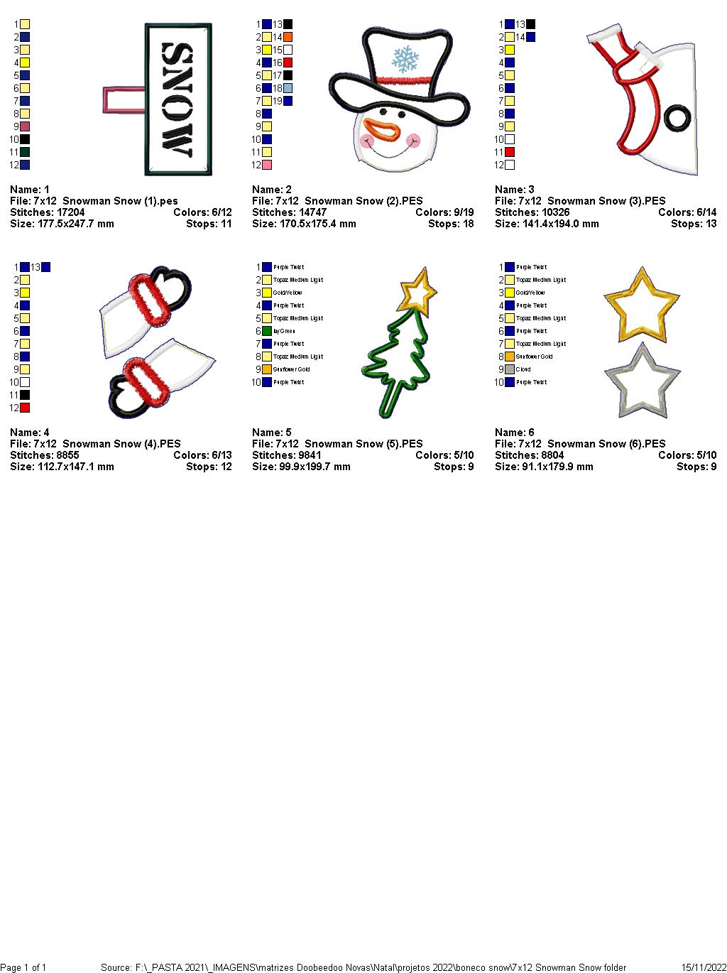 Snowman Snow - ITH Project - Machine Embroidery Design