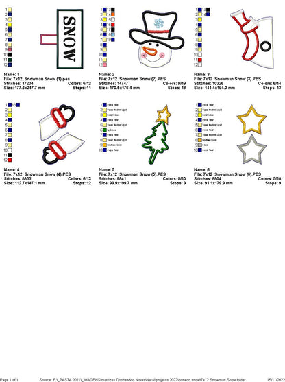 Snowman Snow - ITH Project - Machine Embroidery Design