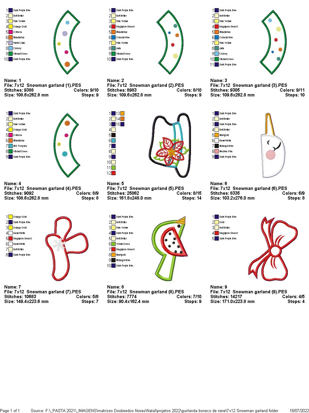 Snowman Wreath for Christmas Ornament - ITH Project - Machine Embroidery Design