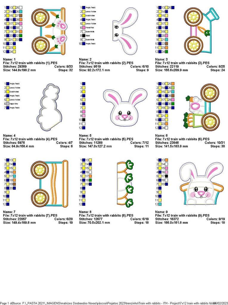 Train with Rabbits - ITH Project - Machine Embroidery Design