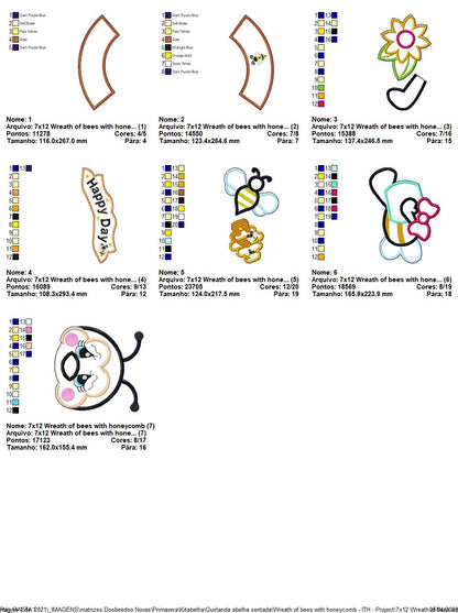 Bee Wreath with Honeycomb - ITH Project - Machine Embroidery Design