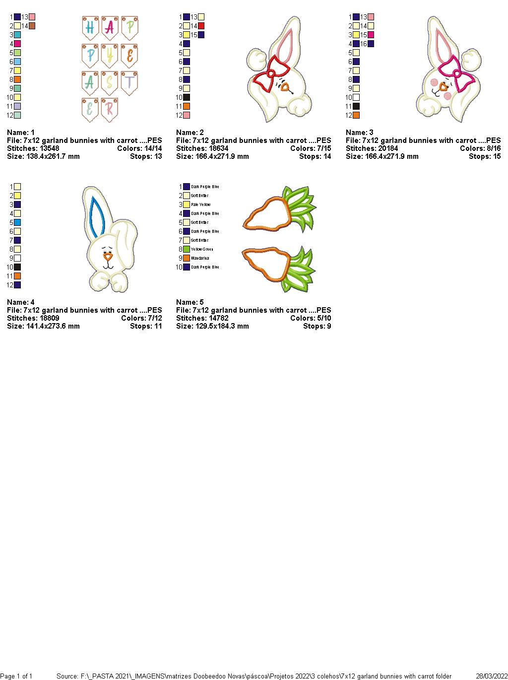 Easter Bunnies with Carrot Wreath - ITH Project - Machine Embroidery Design