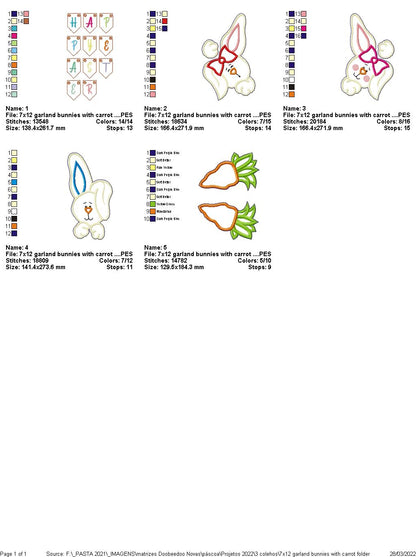Easter Bunnies with Carrot Wreath - ITH Project - Machine Embroidery Design