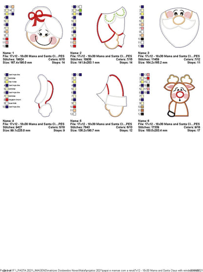 Mr. and Mrs. Claus Holding a Reindeer Ornament - ITH Project - Machine Embroidery Design