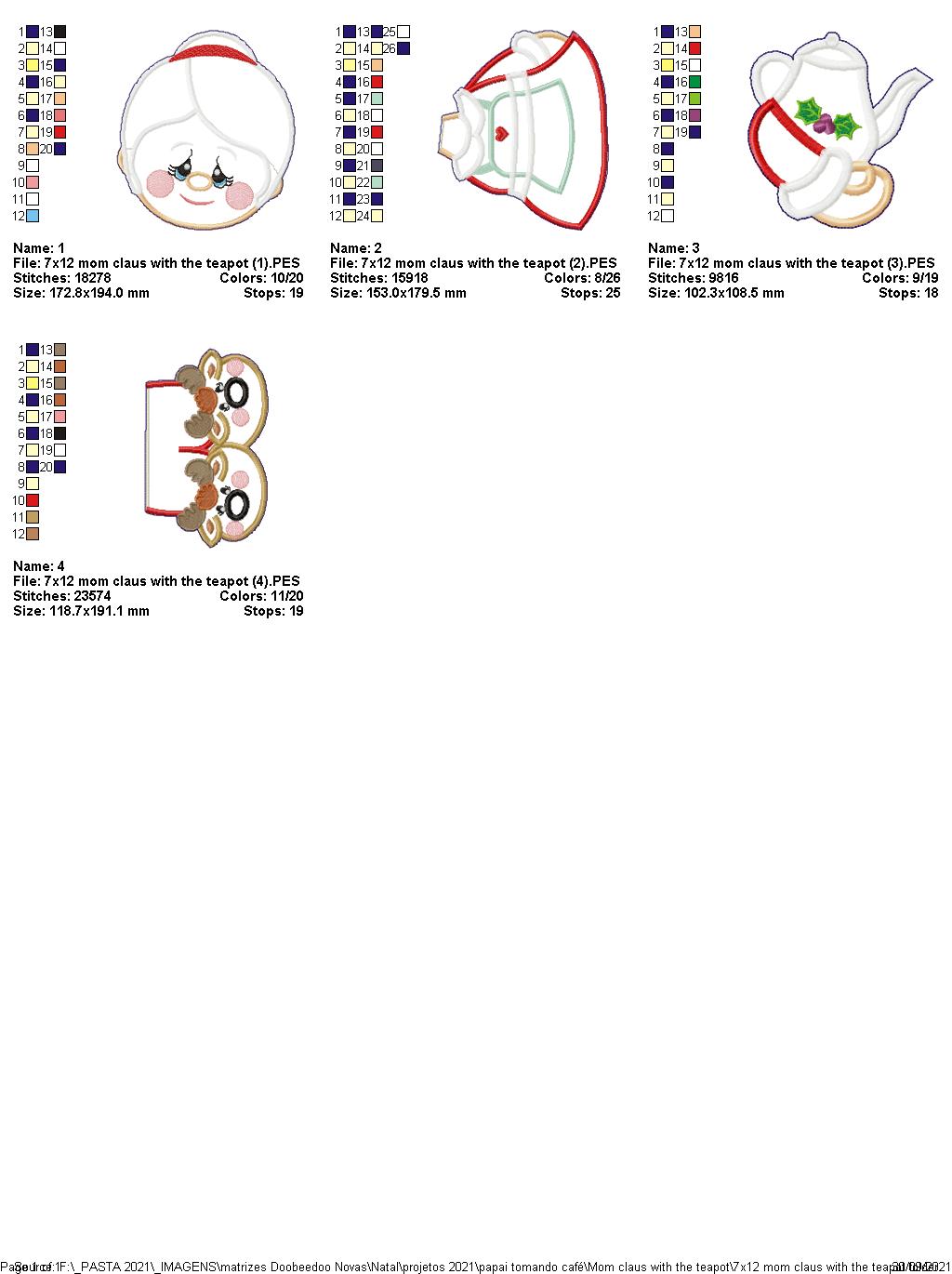Santa and Mrs. Claus Having a Coffee Ornament - ITH Project - Machine Embroidery Design