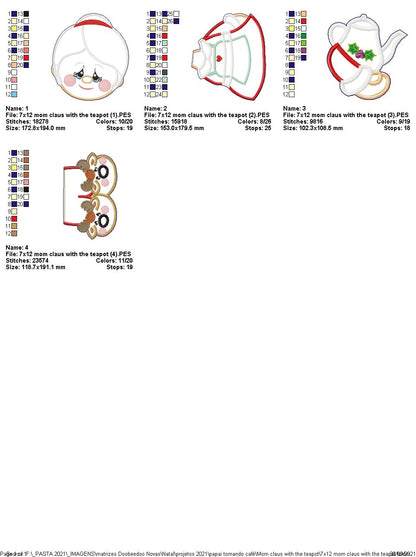 Santa and Mrs. Claus Having a Coffee Ornament - ITH Project - Machine Embroidery Design