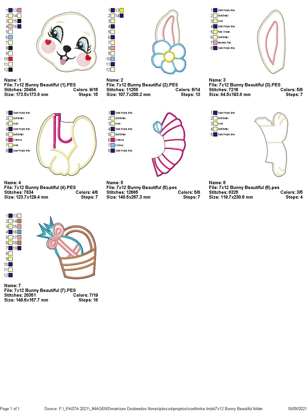 Bunny Girl with Eggs Basket Ornament - ITH Project - Machine Embroidery Design