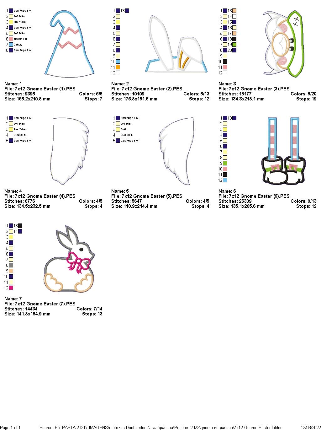 Easter Gnome with Bunny Ornament - ITH Project - Machine Embroidery Design