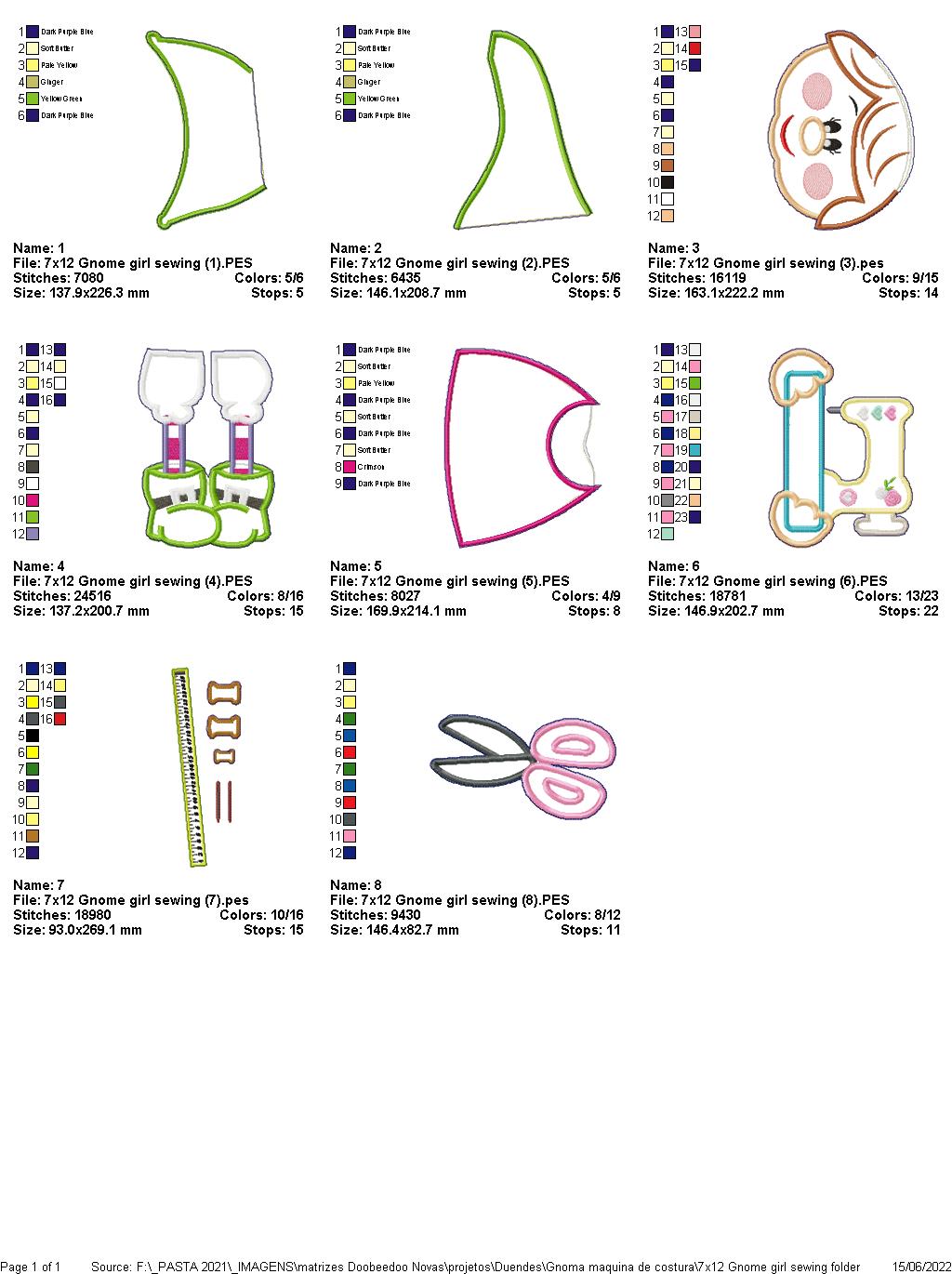 Gnome Girl Sewing Machine - ITH Project - Machine Embroidery Design